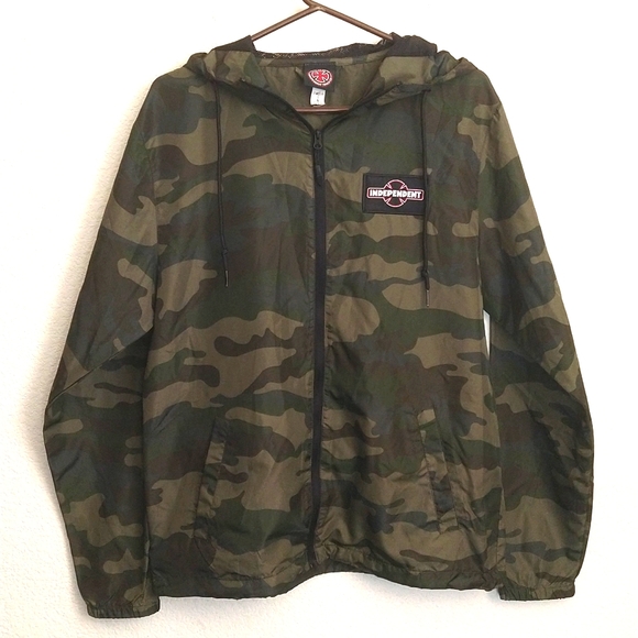 Independent Men's Camo Camouflage Windbreaker Jacket Size Medium Skater - Picture 3 of 10
